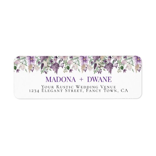 水彩梅と薄紫花 ラベル (正面)