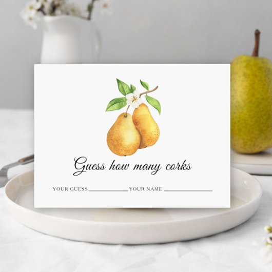 水彩梨いくつコルクブライダルゲーム エンクロージャーカード