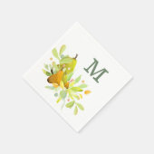 水彩梨と果実（緑） スタンダードカクテルナプキン (角)