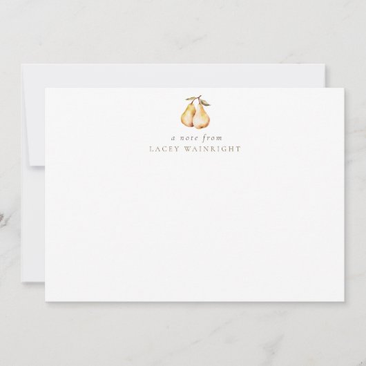 水彩梨の文具パーソナライズされた具 ノートカード (正面)