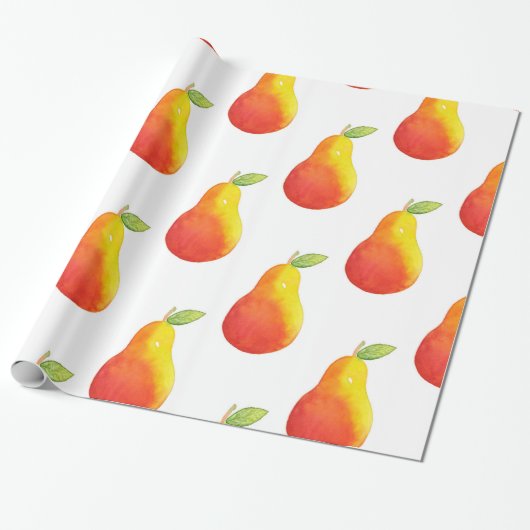 水彩梨の模様 ラッピングペーパー (アンロールド)