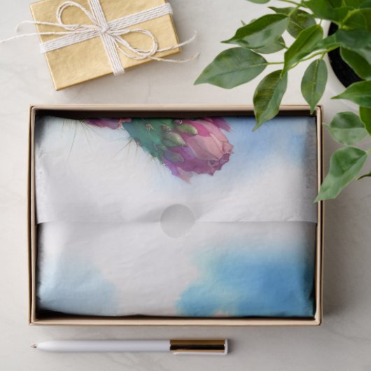 水彩梨サボテンの花のデコページ 薄葉紙 (ギフト)