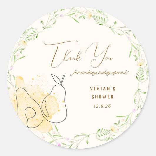 水彩梨フローラガーデンありがとう ラウンドシール (正面)