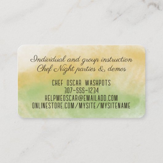 水彩梨ペティシシェフ料理ベーキングトスカーナ 名刺 (裏面)