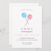 水彩棒つきキャンデー誕生日パーティーの招待 招待状 (正面/裏面)