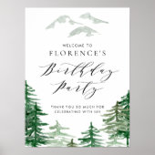 水彩森ウッドランド誕生日パーティーへようこそ ポスター (正面)