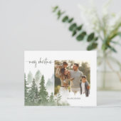 水彩森クリスマス書道写真 シーズンポストカード (スタンド正面)