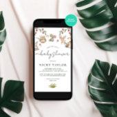 水彩森林かわいい動物ベビーシャワー 招待状