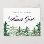 水彩森林のフラワーガールになってくれる？ インビテーションポストカード (正面)