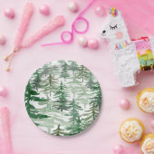 水彩森林の木々柄バースデーパーティー ペーパープレート (パーティー)