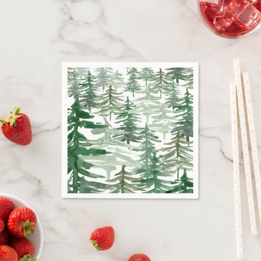 水彩森林の木々模様の誕生日パーティー スタンダードカクテルナプキン (インサイチュ)
