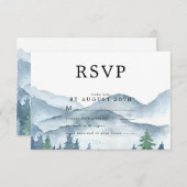水彩森林ウェディングの出欠返信カード 出欠カード (正面/裏面)