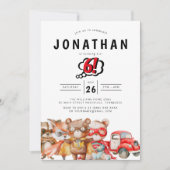 水彩森林スーパーヒーロー誕生日 招待状 (正面)