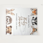 水彩森林动物婴儿淋浴照片道具 タペストリー (正面(横))