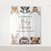 水彩森林动物婴儿淋浴照片道具 タペストリー (正面)