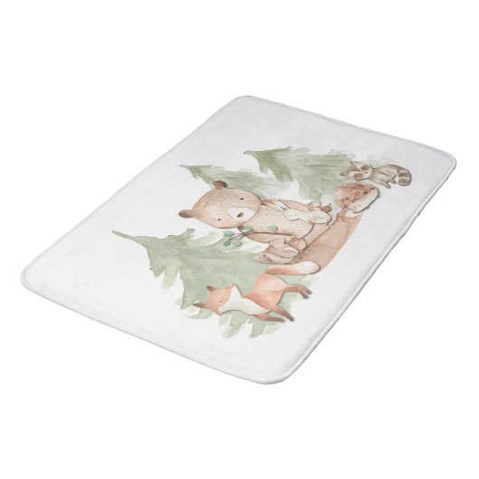 水彩森林動物かわいい子供たち バスマット (アングル)