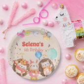 水彩森林動物の子供 ペーパープレート (パーティー)