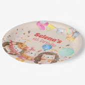 水彩森林動物の子供 ペーパープレート (アングル)