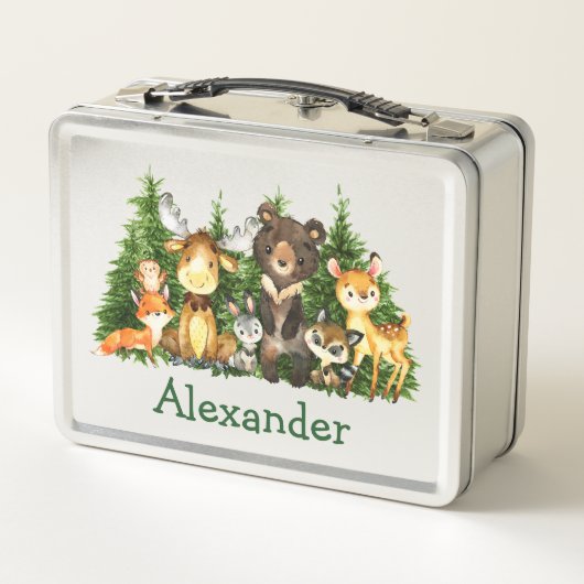 水彩森林動物の木 メタルランチボックス (裏面)