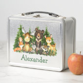 水彩森林動物の木 メタルランチボックス (インサイチュ)