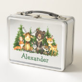 水彩森林動物の木 メタルランチボックス (正面)