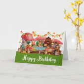 水彩森林動物ハッピーバースデーカード カード (黄色い花)