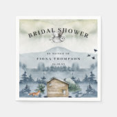 水彩森林動物ブライダルシャワー スタンダードカクテルナプキン (正面)