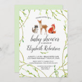 水彩森林動物ベビーシャワー招待状 招待状 (正面/裏面)