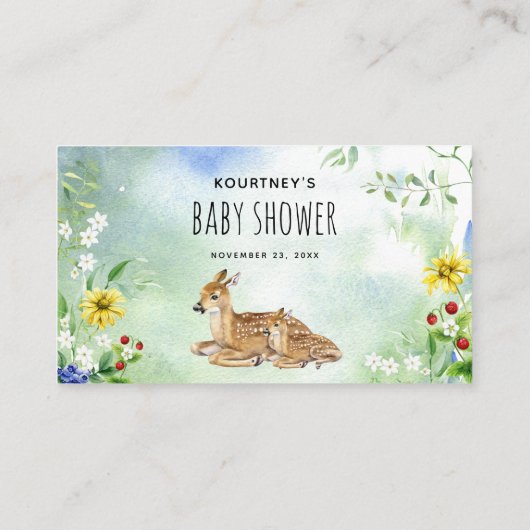 水彩森林動物図書用ベビー エンクロージャーカード (裏面)