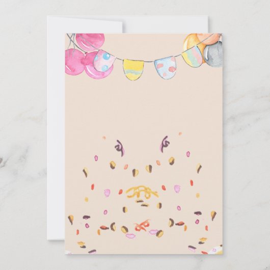 水彩森林動物子供の誕生日パーティー 招待状 (裏面)