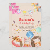 水彩森林動物子供の誕生日パーティー 招待状 (正面/裏面)