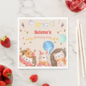 水彩森林動物子供の誕生日 スタンダードランチョンナプキン (インサイチュ)