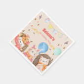 水彩森林動物子供の誕生日 スタンダードランチョンナプキン (角)