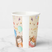 水彩森林動物子供の誕生日 紙コップ (左)