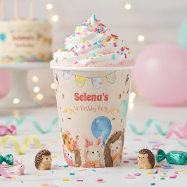 水彩森林動物子供の誕生日 紙コップ
