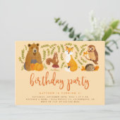 水彩森林動物秋誕生日 招待状 (スタンド正面)