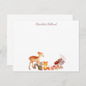 水彩森林動物花卉个性化文具 ノートカード (正面/裏面)