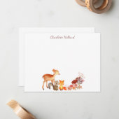 水彩森林動物花卉个性化 ノートカード (正面/裏面インサイチュ)