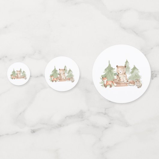 水彩森林動物赤ちゃんシャワー コンフェッティ (正面)