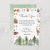 水彩森林動物赤ちゃんシャワー サンキューカード (正面/裏面)