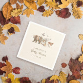 水彩森林動物赤ちゃんシャワー スタンダードカクテルナプキン