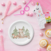 水彩森林動物赤ちゃんシャワー ペーパープレート (パーティー)