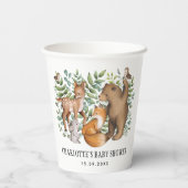 水彩森林動物赤ちゃんシャワー 紙コップ (裏面)