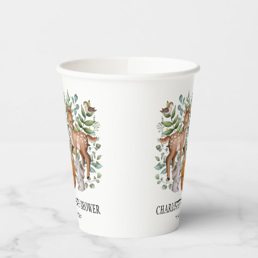 水彩森林動物赤ちゃんシャワー 紙コップ (左)
