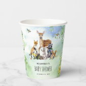 水彩森林動物赤ちゃんシャワー 紙コップ (裏面)