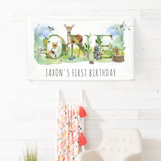 水彩森林動物1st誕生日 横断幕 (インサイチュ)