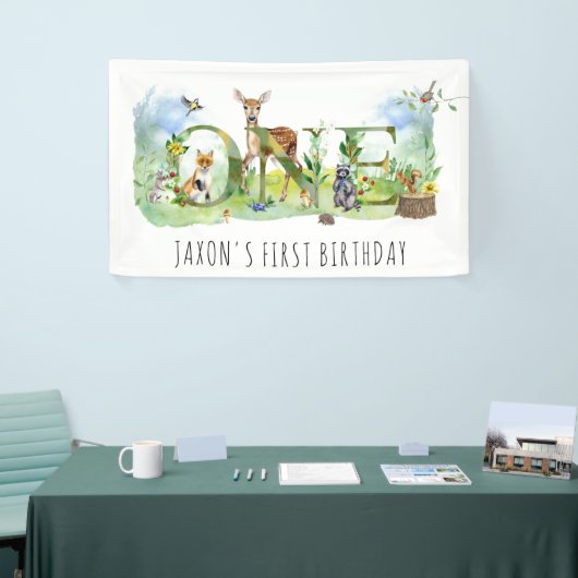水彩森林動物1st誕生日 横断幕 (トレードショー)