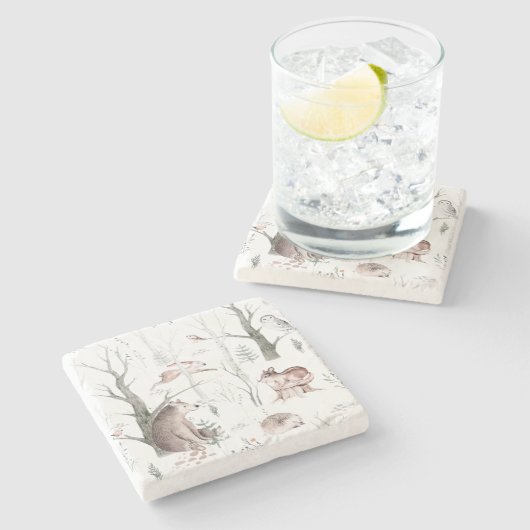 水彩森林動物 ストーンコースター (横)