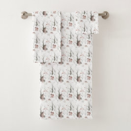 水彩森林動物 バスタオルセット
