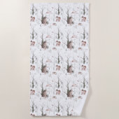 水彩森林動物 ビーチタオル (正面)